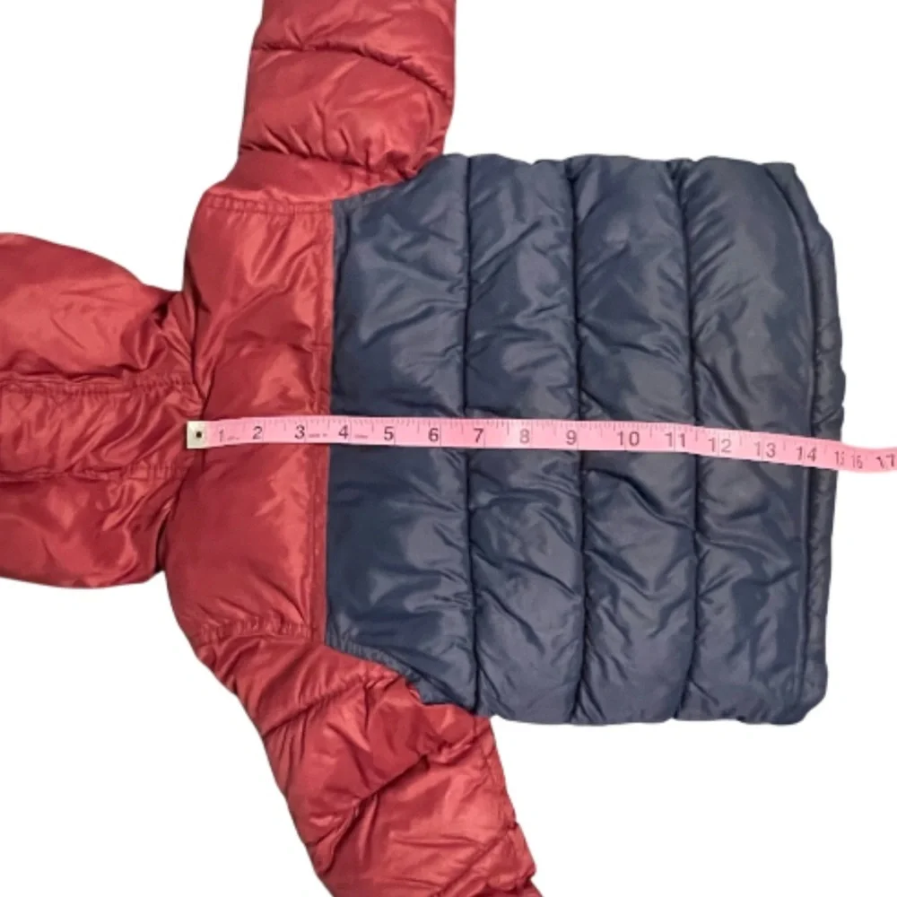 Old Navy Navy Blue and Red Fleece Puffer Jacket